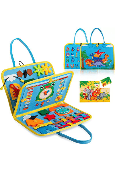 robokids Montessori Keçe Eğitim Çantası Busy Board- Mavi 4 Sayfa