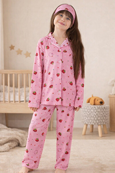 zahider Set de pijamale pentru fete, din bumbac, cu bandă pentru somn și gule...