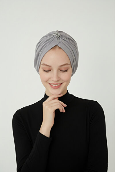 elysianfidan Kristalna Til komad Postavljeno siva gotova turban hijab večernj...