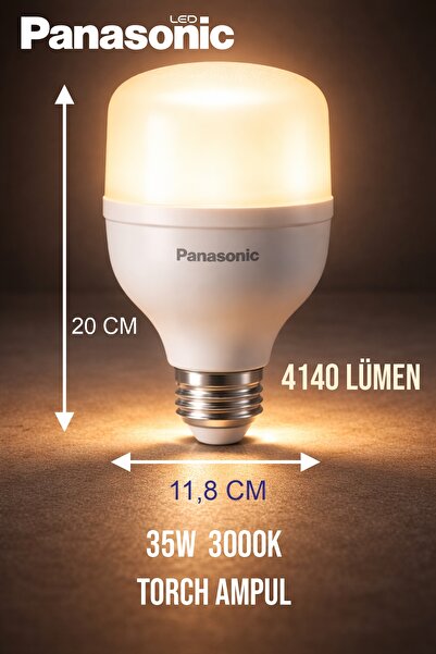 PANASONIC 35W 3000K Sarı Işık Torch LED Ampul E27 20 cm Yüksek Aydınlık Güçlü...