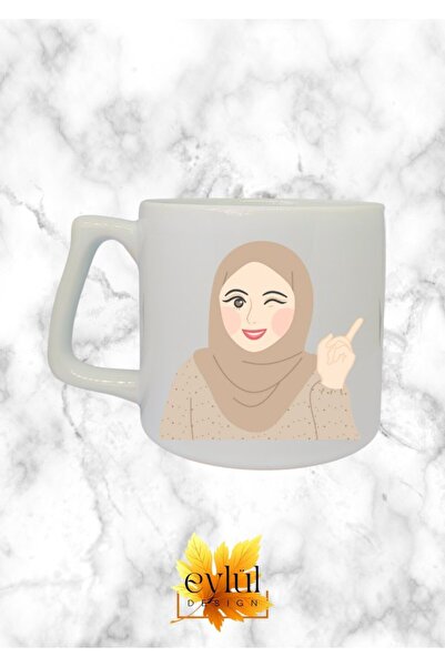 Eylül Design Girl with Hijab Themed Special Design Printed Luxury Ceramic Mug...