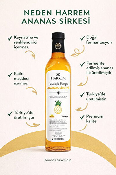 Harrem Ananas Sirkesi Doğal Fermantasyon Pineapple Vinegar 500ml Cam Şişe
