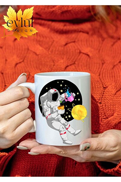 Eylül Design Astronaut and Space Themed Special Design Printed Mug Cup Gift Cup