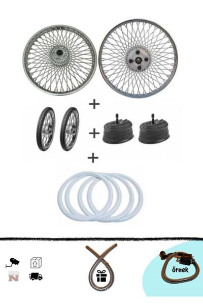 NCR CG 72 Tel Ön Diskli 17-18 Jant Takımı+İnce İç Dış Lastik ve yanak Seti (+...