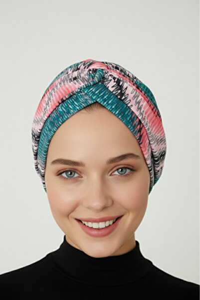 elysianfidan Mavera Model Colorful Patterned Cross and Band Detailed Lined Re...