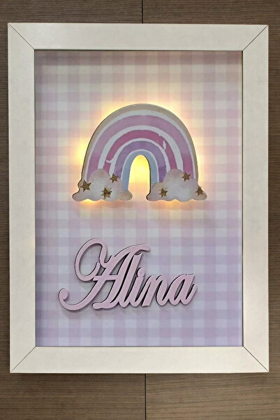 s'he design organizasyon LEDLİ AHŞAP OBJELİ KAPI SÜSÜ / BEBEK İSMİNE ÖZEL HAS...