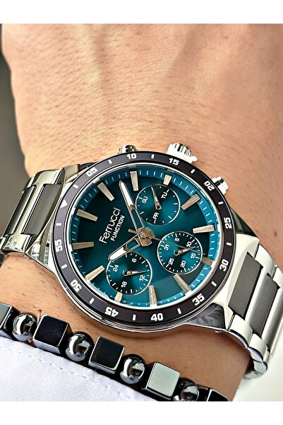Ferrucci Function Fonksiyonlu Çift Renk Kordon Lacivert Kadran Çelik 42 mm