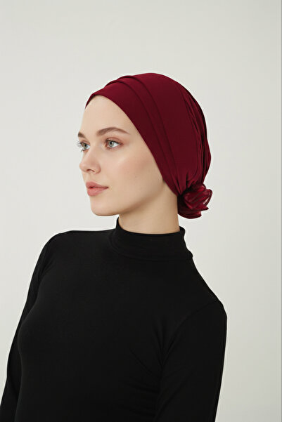 elysianfidan Έτοιμο τουρμπάν με οργάντζα στην πλάτη και τριαντάφυλλα μπορντό,...