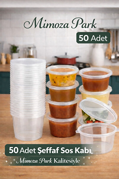 MİMOZA PARK 50 Adet Sızdırmaz 120 ml Mini Saklama Kabı Sosluk Buzluk Kabı, Et...