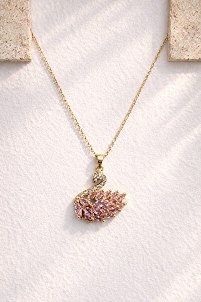 MEDJEWELRY Kuğu Kolye - Çelik | Sürpriz Küpe Hediye