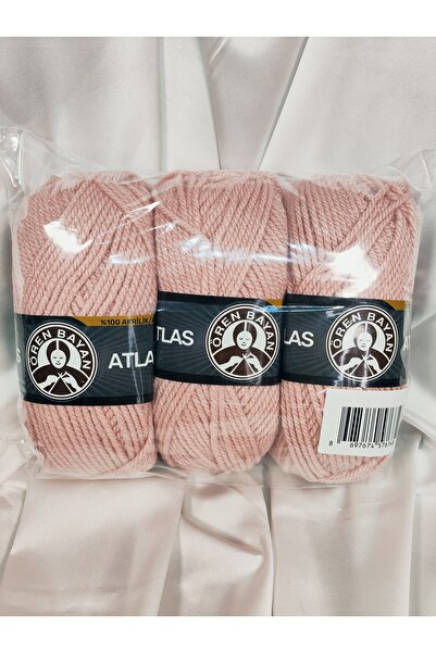 Ören Bayan ATLAS Pudra Pembe El Örgü İpi (3 Adet) - Renk: 001