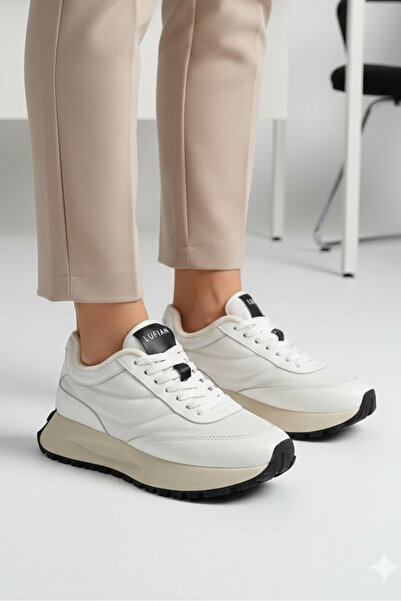 Lufian 122230016 Sia Sneaker Kadın Unisex Deri Rahat Taban Spor Ayakkabı BEYAZ