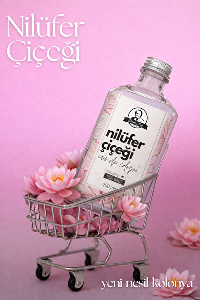Özcan Bey Deluxe Seri Nilüfer Çiçeği Kolonyası Parfümlü Lotus Çiçeği Kokulu Kolonya 200 ml Cam Şişe