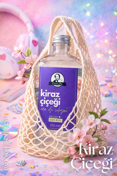 Özcan Bey Deluxe Seri Kiraz Çiçeği Kolonyası Parfümlü Sakura Çiçeği Kokulu Kolonya 200 ml Cam Şişe