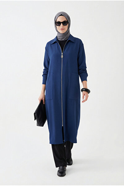 Armine TREND Kolları Şerit Detaylı Boydan Fermuarlı Allerli Giy Çık İndigo 26...