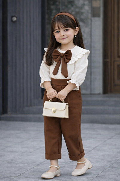 KOKOŞ BEBEK Girl's Classic Stylish Strap Pants and Shirt Set – Age 2/10 – 316...