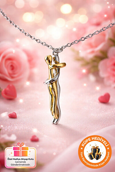 Lucente Jewellery 925 Ayar Birbirine Sarılan Çift Özel Gün Hediyesi Gümüş Kap...