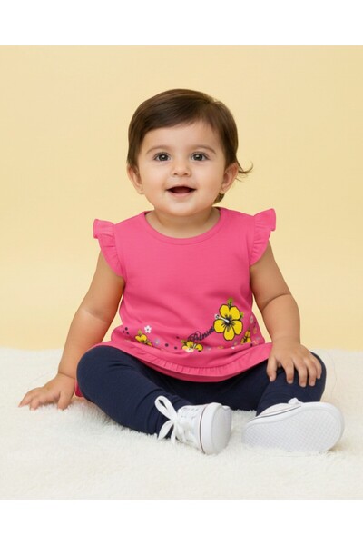 Ege Bebek طقم بناتي صيفي بطبعة زهور 6-9-12-18-24 شهرًا