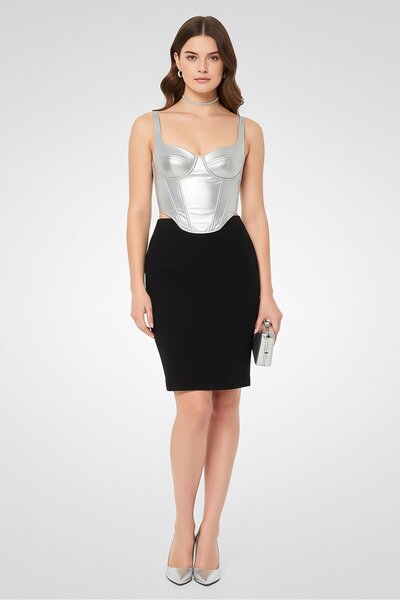 Karl Lagerfeld Women Textured Mini Skirt, Black