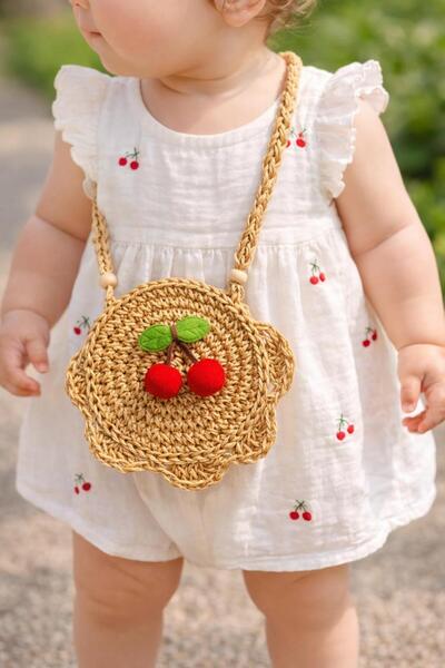 PİNKBAG Handmade Baby Hasır Kiraz Çanta (0-24 ay)