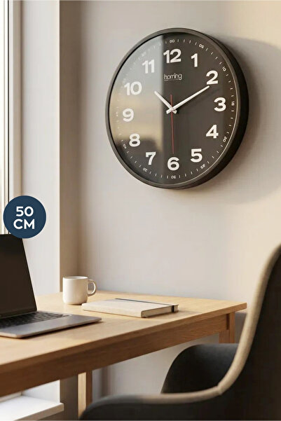 HOMİNG Nord Siyah Modern Büyük Boy Saat 50 cm