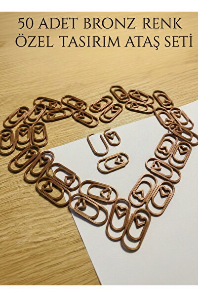 Nekt Design Bronz Renkli Kalpli Ataş 50'lı Paket