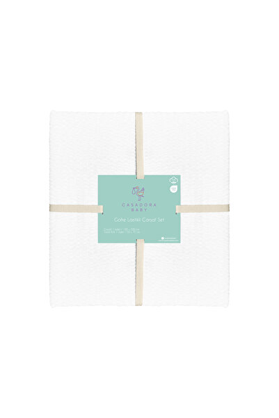 100% Cotton, Poplin Wafer, White Baby Bed Sheet Set - 100x200x30cm+50X70cm