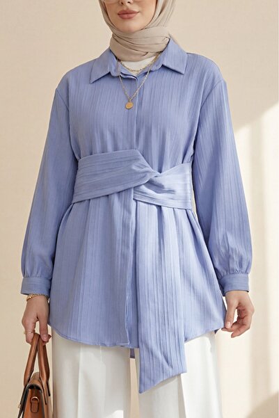 Modamorfo Priliehavá mačkaná košeľa s viazaním v páse