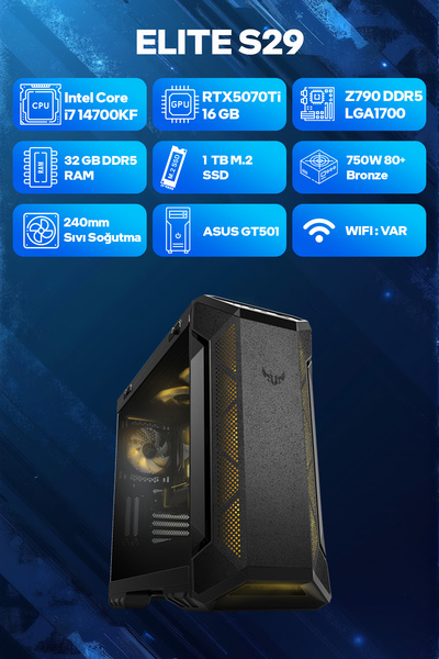Game Garaj Elite S29 Intel Core i7 14700KF 32GB RAM 1TB SSD RTX5070Ti 240mm S...