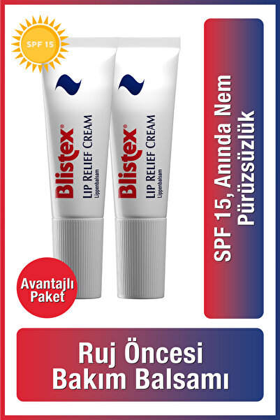 Blistex Lip Relief Cream - Spf 15 Rahatlatıcı Dudak Bakım Kremi X2