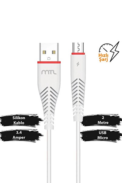 CEPAKS 3.4A USB to Micro USB Hızlı Şarj ve Veri Aktarım Kablosu 2 Metre CP2023