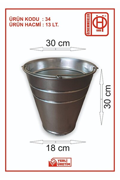ÖZHEMMEKLER 12'li Metal Galvaniz Su,kum,temizlik Ve Çöp Kovası 13 Litre (30X18X30)