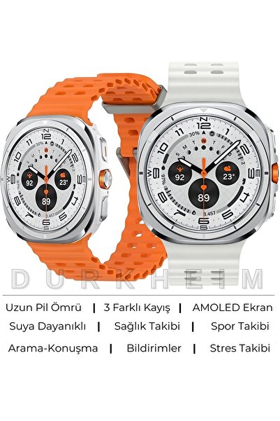 DURKHEİM Amoled Akıllı Saat- BT Arama, 15 Gün Pil, Su Geçirmez, Nabız & Sağlı...