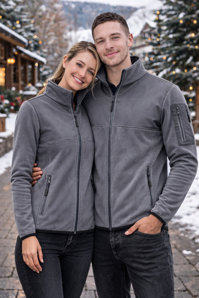 TOKER TEKSTİL Tam Fermuarlı Softshell Garnili Polar