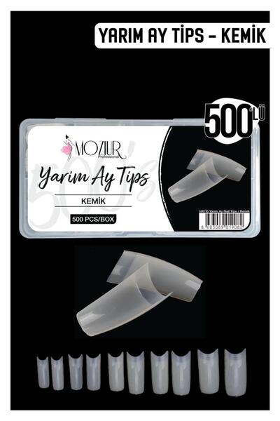 MOZIUR 500'lü Yarım Ay Takma Tırnak Tips - Kemik