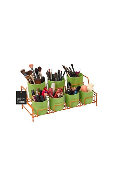 Edora Home Organizator de machiaj portocaliu cu 7 compartimente Organizator p...