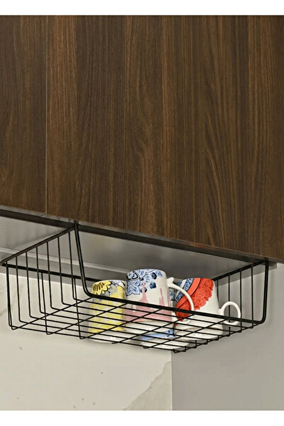 Edora Home Coș negru sub raft, organizator multifuncțional, suport pentru pahare