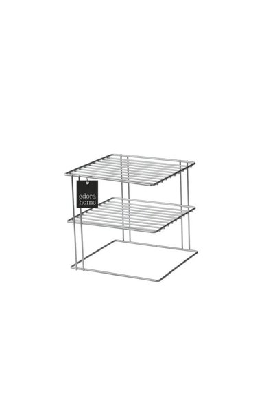 Edora Home Mat Gümüş 3 Katlı Dolap İçi Tabaklık Bardaklık Mutfak Düzenleyici Raf Paslanmaz Metal