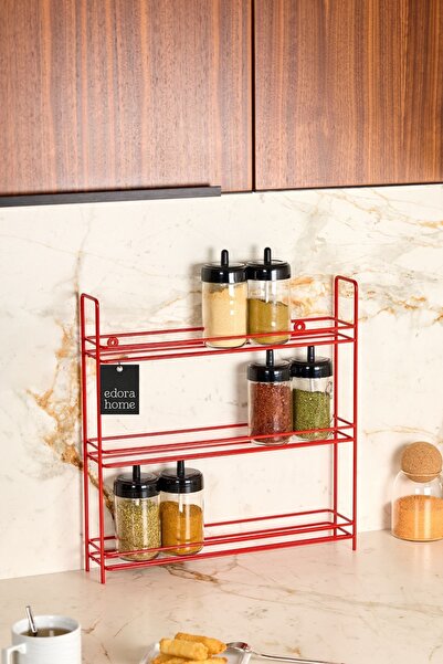 Edora Home Raft roșu cu 3 niveluri pentru agățat pe perete, suport pentru con...