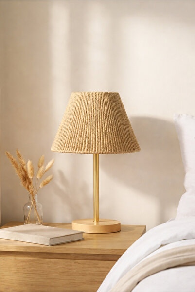 HOMİNG Bej Natural Başlık Abajur