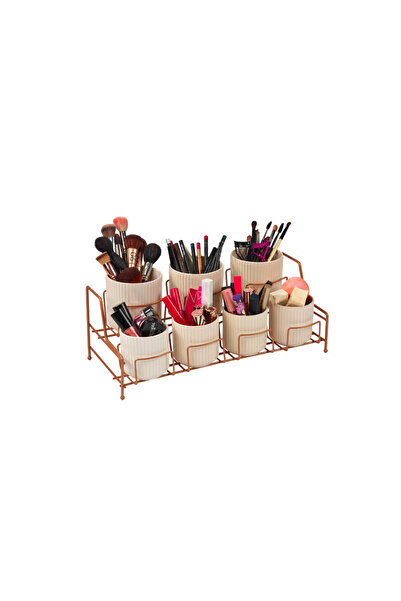 Edora Home منظم مكياج ومستحضرات تجميل على الطاولة من روز، منظم حمام متعدد الأ...