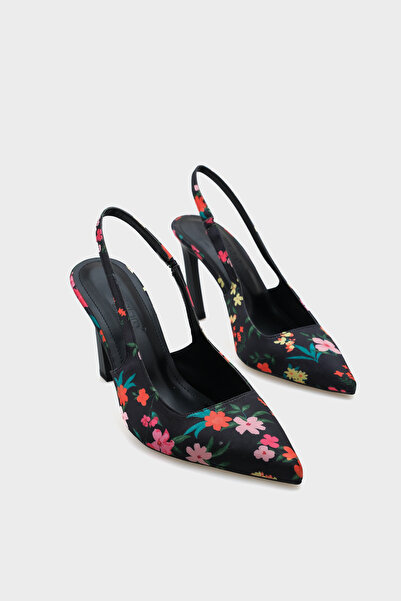 Capone Outfitters Rebeca Open Back Pointed Toe High Heeled Floral Patterned W...