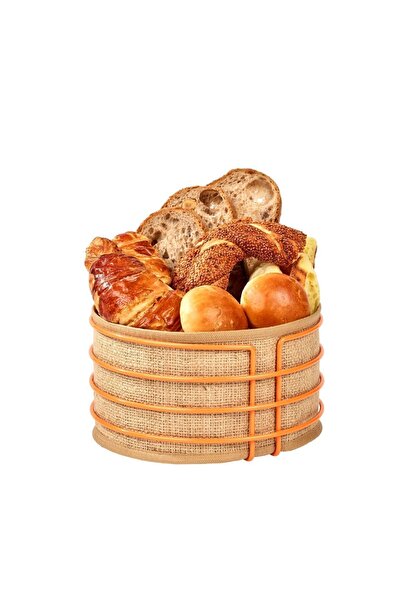 Edora Home سلة خبز مستديرة من الفولاذ المقاوم للصدأ باللون البرتقالي، سلة عرض...