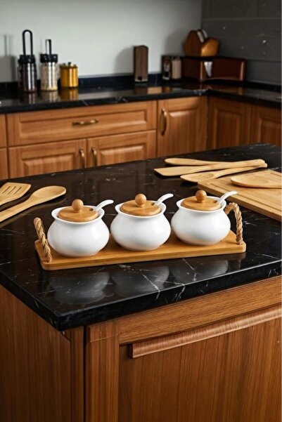 Bambum Desta 3'lü Baharat Seti Kaşıklı Kapaklı