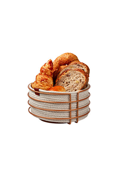 Edora Home Rose Round Bread Basket Stylish, Bread-Keeping Wicker Woven Macram...