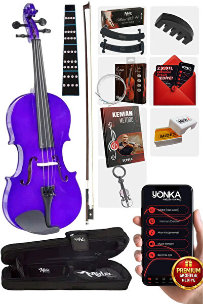 Midex Hga44pu Mor 4/4 Tam Boy Keman Seti (çanta Yay Reçine)