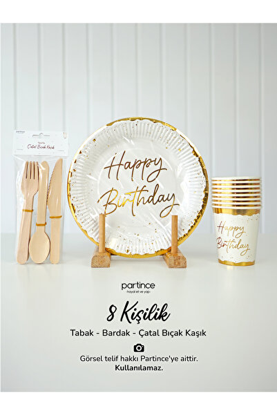 partince Happy Birthday Tema Kullan At Karton Tabak Bardak Çatal Kaşık Bıçak ...
