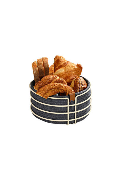 Edora Home سلة خبز دائرية باللون البيج، أنيقة، لون أزرق فاتح، مصنوعة من الخوص...