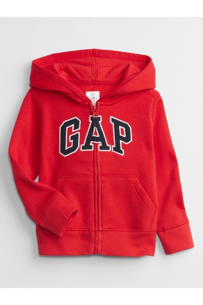 GAP Erkek Bebek Kırmızı Gap Logo Kapüşonlu Sweatshirt