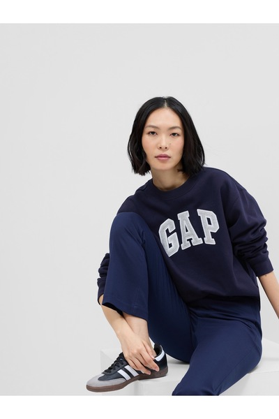 GAP Kadın Lacivert Logo Bisiklet Yaka Fleece Sweatshirt